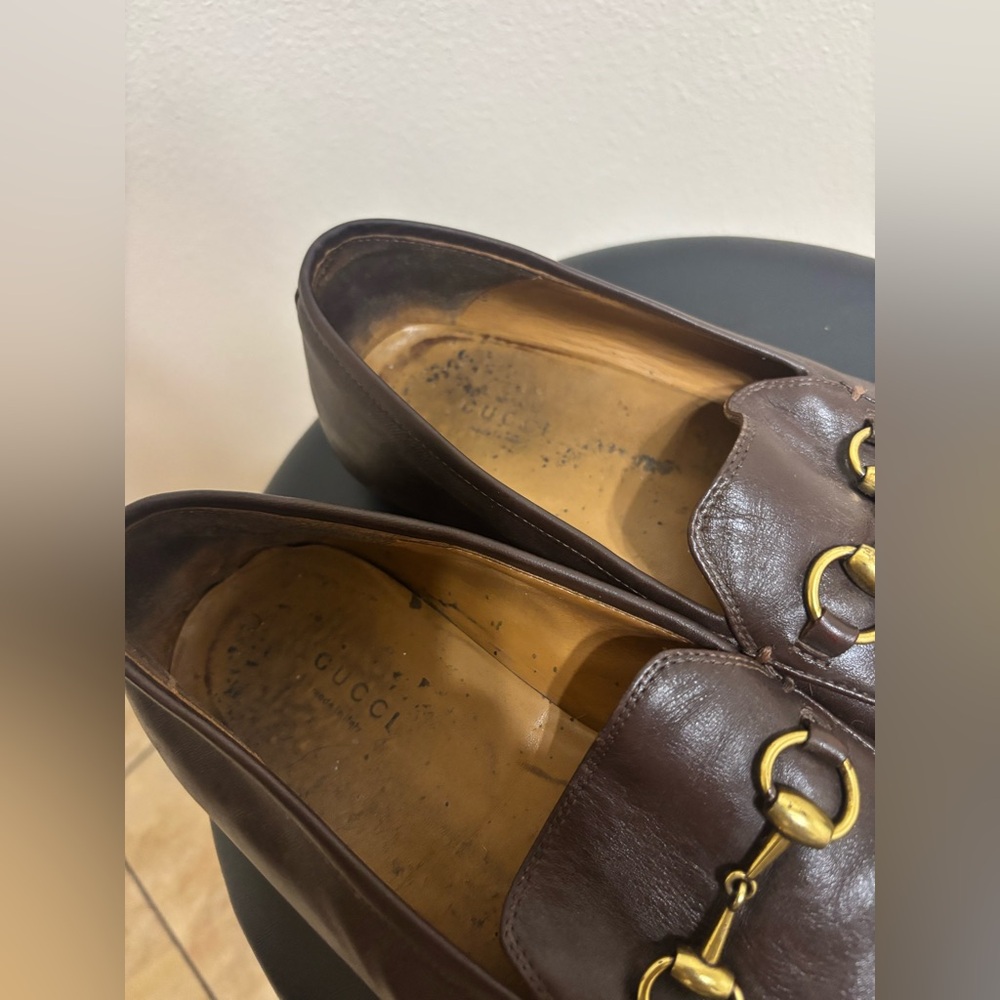GUCCI Jordaan Horsebit Brown Leather Loafer 44 / 11 US Moccasin $1100 - Picture 15 of 16